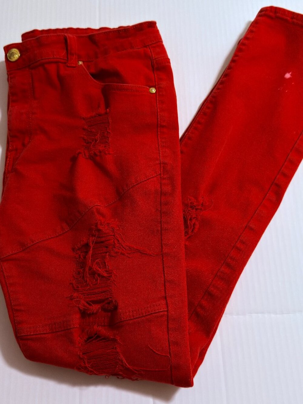 Argonaut Nations Ripped Pants Mens 38x34 Red Twill Logo Straight Leg Casual